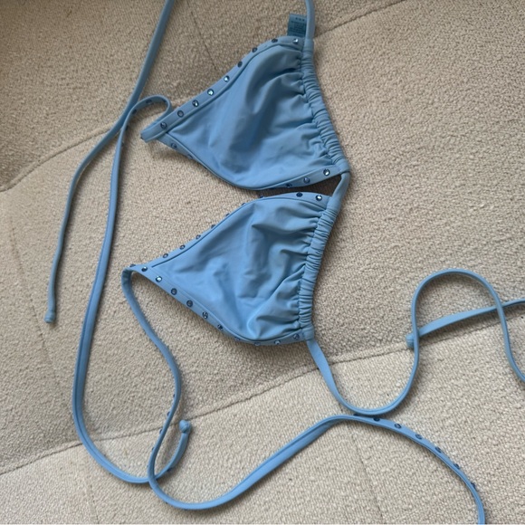 SKIMS Rhinestone Triangle bikini top iris blue size M - Picture 2 of 6